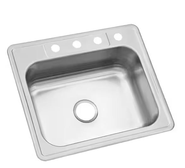 Photo 1 of 25 in. Drop in Single Bowl 20 Gauge Stainless Steel Kitchen Sink
