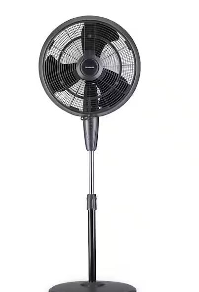 Photo 1 of 18 in. 3-Speed Wide-Angle Oscillating Outdoor Personal Fan Misting and Pedestal for Cool Down 500 sq. ft. - Black
