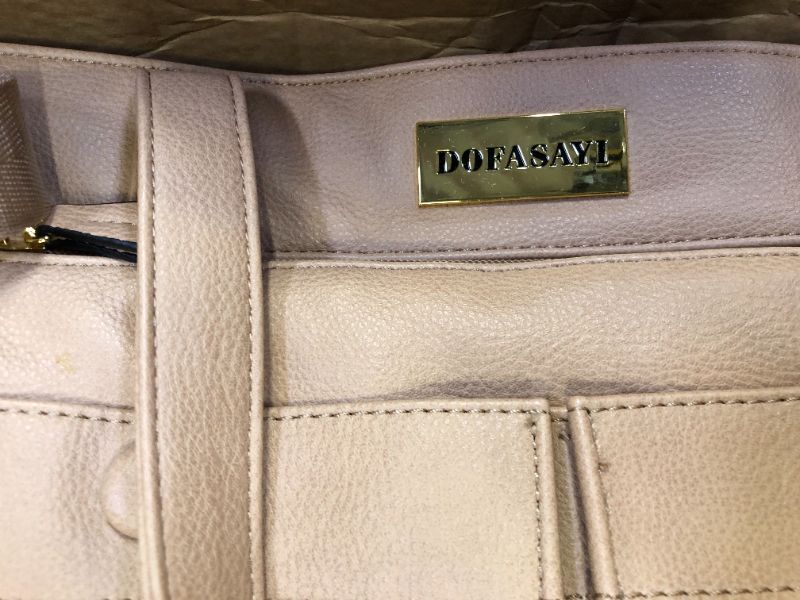 Photo 1 of DOFASAYI Leather Diaper Bag - Fashionable Atmosphere Leather Diaper Bag Backpack for Mom and Dad, Diaper Bag Tote with Changing Pad, Cosmetic Bag, Messenger Strap, Stroller Hook, Beige