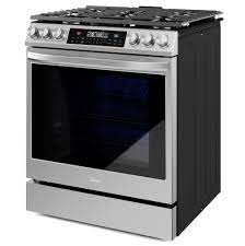 Photo 1 of Midea 30-in 5 Burners 6.1-cu ft Self-Cleaning Air Fry Convection Oven Slide-in Smart Natural Gas Range (Stainless Steel)