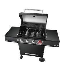 Photo 1 of 4-Burner Propane Gas Grill in Matte Black with TriVantage Multifunctional Cooking System
