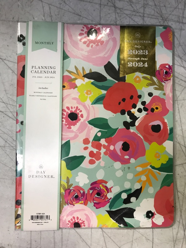 Photo 2 of Blue Sky Day Designer for 2023-2024 Academic Year Monthly Planner, 8.5' x 11', Clear Cover, Stapled Binding, Secret Garden Mint (137901-A24)