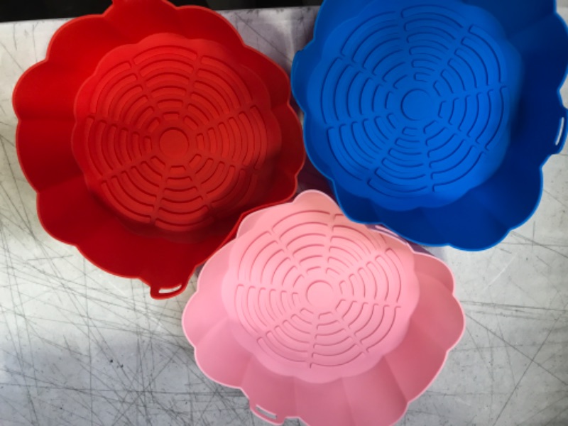 Photo 3 of Air Fryer Silicone Liners Basket 8.5 Inch Round Inserts 3 Pack, Silicone