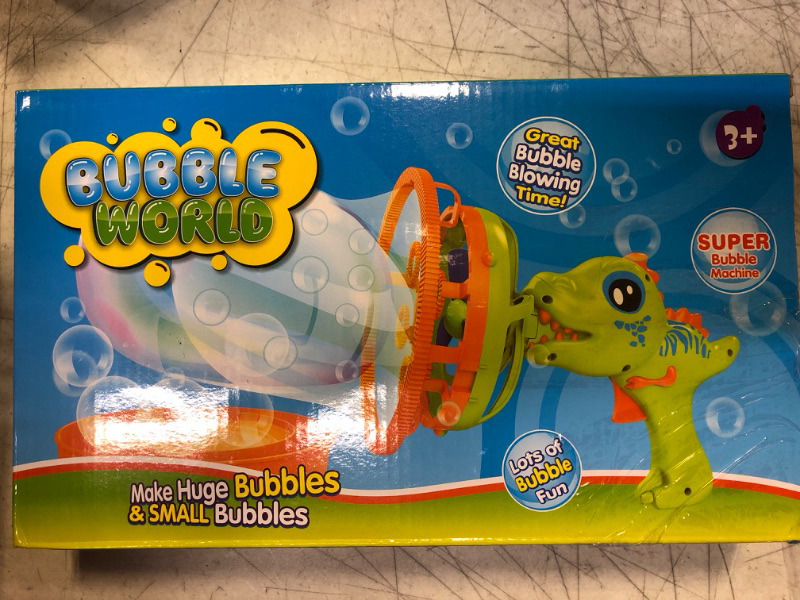 Photo 3 of Dinosaur Bubble Gun Machine for Kids Bubble Blower Toy for Toddles Party Favors with 8 Floz Bubble Solution - Birthday Gift for 3 4 5 Year Old Boys Girls Outdoor Toys Summer Water Toys Outside Toys