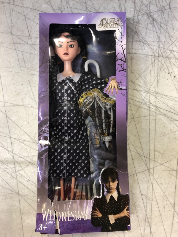 Photo 2 of DBYWIUB Wednesday Addams Dolls, 11.5'' Toys Long Sleeve Dots Black Hair & Black Shoe, Birthday Gifts for Girls Fans Kids