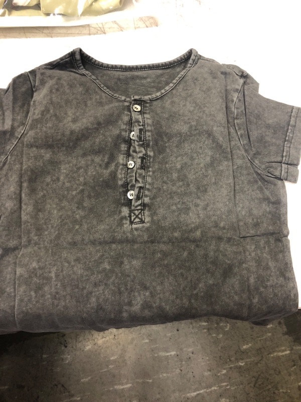 Photo 2 of Boys Distressed Henley Shirts Vintage V Neck Short Sleeve Shirts Cotton Casual Button Down Washed T Shirts FITS AGE 3-5