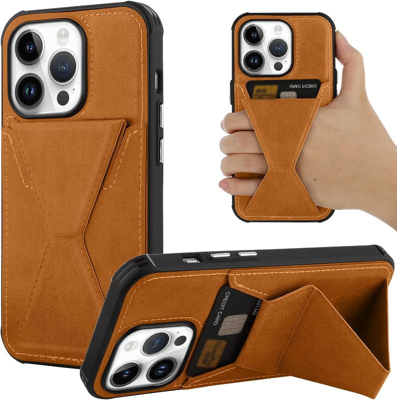 Photo 1 of WPCase for iPhone 14 Pro Max Wallet Case with Screen Protector, Leather Magnetic Kickstand Card Holder Cover, Durable Shockproof Case 6.7 Inch (Brown)
