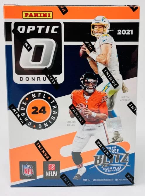 Photo 1 of 2021 Panini Donruss Optic NFL Football BLASTER box (24 cards/bx, 3 Rated Rookies Pink parallels/bx)  ----------------factory sealed 

