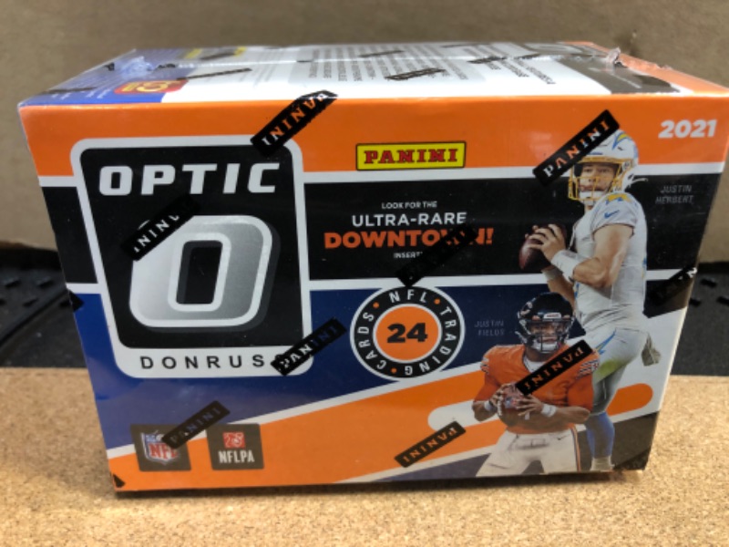 Photo 2 of 2021 Panini Donruss Optic NFL Football BLASTER box (24 cards/bx, 3 Rated Rookies Pink parallels/bx)  ----------------factory sealed 

