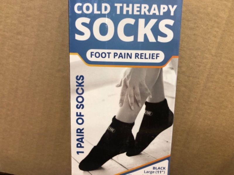 Photo 1 of BB CARE Cold Therapy Socks - Reusable Cooling Socks for Hot Feet - Ice Socks for Feet - Ice Bath Socks for Plantar Fasciitis, Arthritis, Postpartum Foot, Sprains & Swelling - Black 11 inch Large Black (Large, 11 Inches)