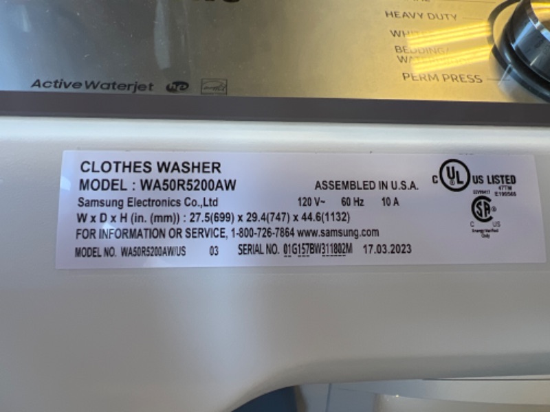 Photo 5 of 4.5 cu. ft. Top Load Washer with Impeller and Vibration Reduction in White