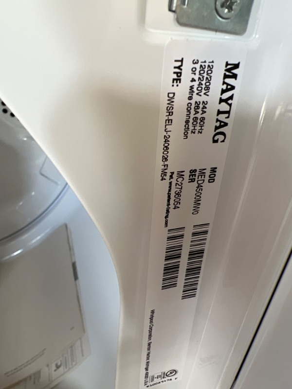 Photo 5 of Maytag FrontLoad Electric Wrinkle Prevent Dryer - 7.0 cu. ft.
Model# MED4500MW