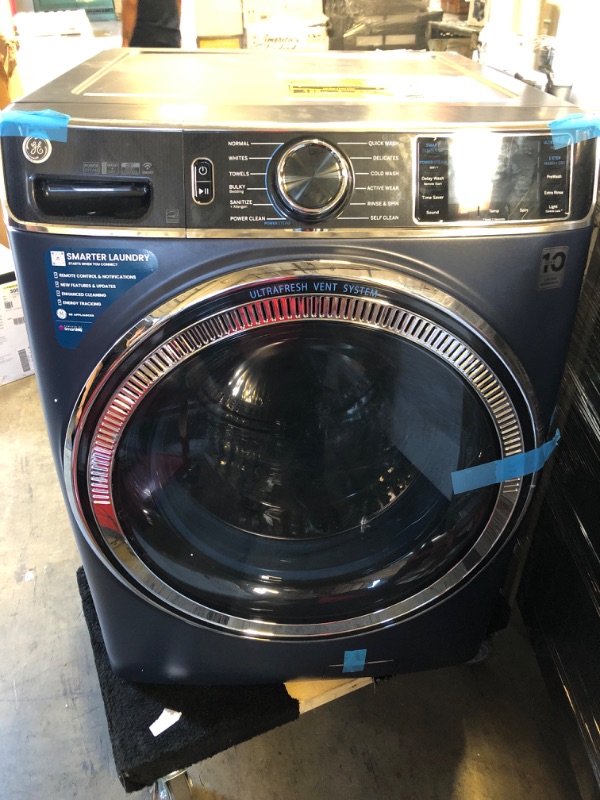 Photo 5 of GE--5.0 cu. ft. Smart Sapphire Blue Front Load Washer with OdorBlock UltraFresh Vent System with Sanitize and Allergen
