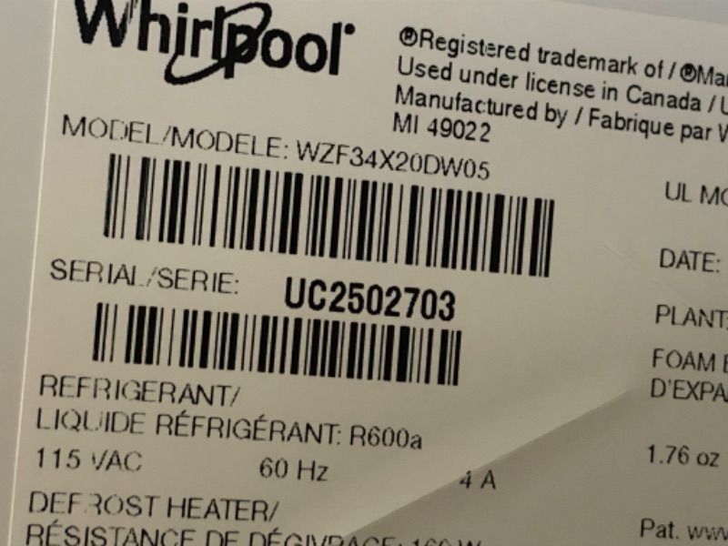 Photo 2 of Whirlpool  19.65-cu ft Frost-free Upright Freezer (White)
