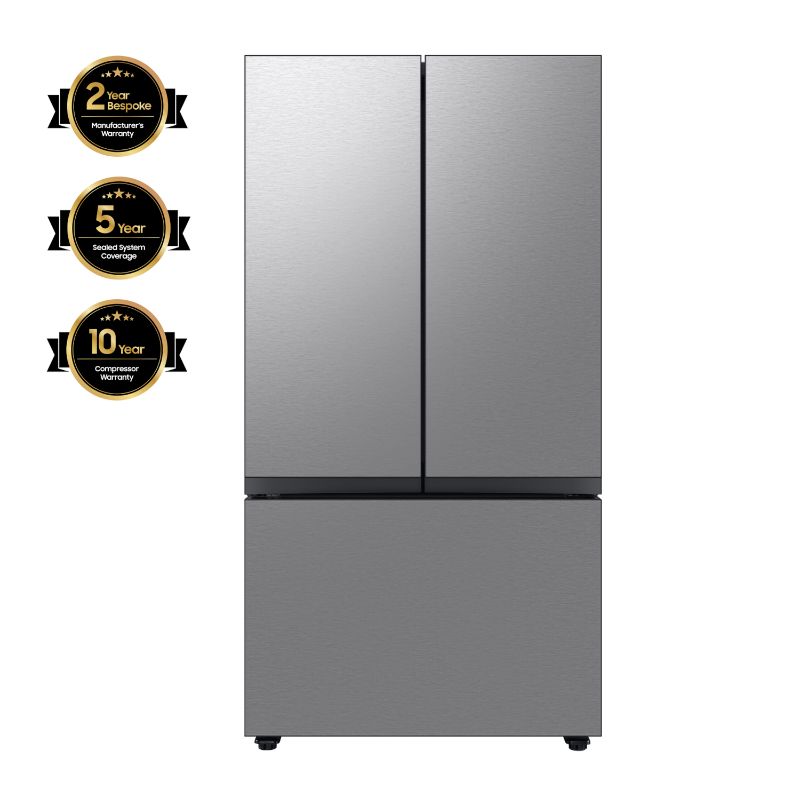 Photo 1 of Samsung Bespoke 30.1-cu ft Smart French Door Refrigerator with Dual Ice Maker (Stainless Steel- All Panels) ENERGY STAR
