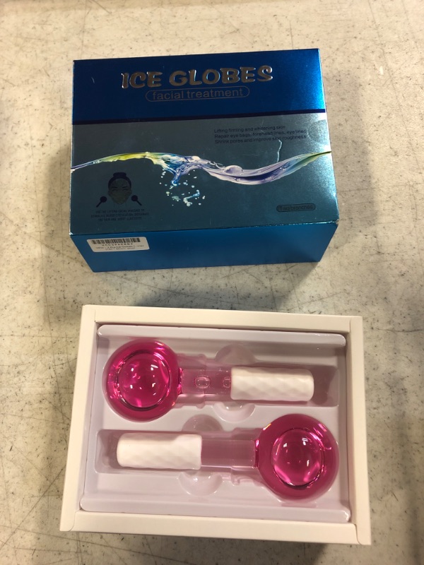 Photo 2 of 2 Pcs Ice Globes for Facials,Massaging Facial Ice Globes With Removable Rubber Grips and Anti-Freeze Liquid,Facial Globes to Reduce Puffiness, Pores, Wrinkles,Dark Circles (137 * 50mm, pink) 137*50mm Pink