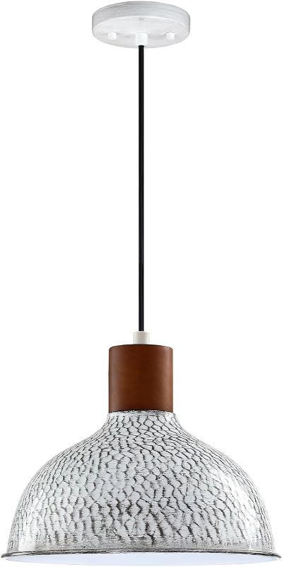 Photo 1 of 1 Light 10” Black Vintage Pendant Light Fixtures,Industrial Hammer Metal Hanging Light Rubber Wood Gold Finish Pendant Lamp Kitchen Island,Farmhouse Dining Room Over Sink (White, 1 Pack)
