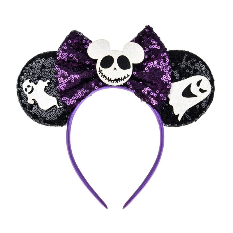 Photo 1 of A Miaow Halloween Decoration Headpiece Black Mouse Ears Headband MM Butterfly Hair Hoop Halloween Park Women Adults Costume Photo Shoot (Black and Purple Ghost)

