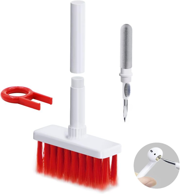 Photo 1 of 2 COUNT - 5 in 1 Keyboard Cleaning Brush Kit, Multi-Function Cleaning Tools Kit for Computer Bluetooth Earphones Lego Laptop Airpods Pro Camera Lens (Red)
