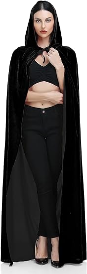 Photo 1 of Ammiko Velvet Cape Unisex Cloak with Hood Halloween Costume Hooded Cloak Adult Vampire Witch Cape Women  L 

