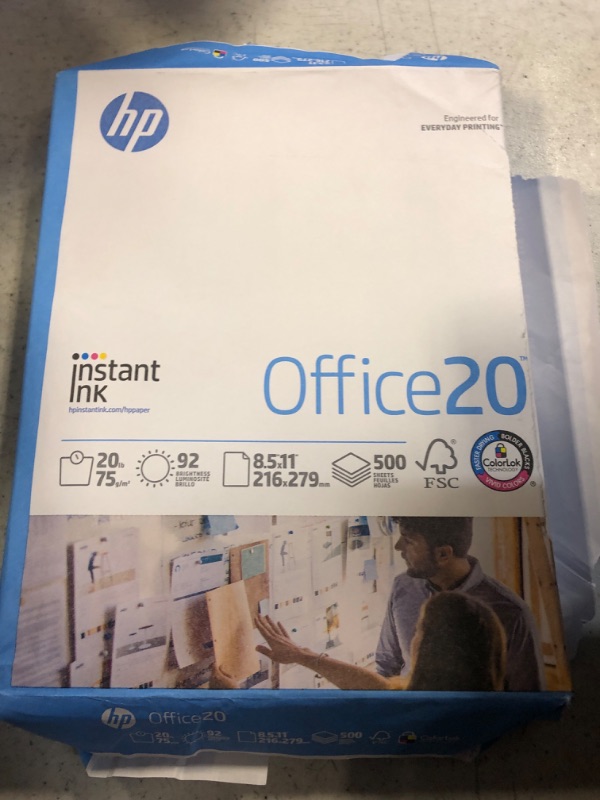 Photo 2 of HP Printer Paper | 8.5x11 Paper |Office 20 lb | 1 Ream - 500 Sheets | 92 Bright | Made in USA - FSC Certified | 112150R 1 Ream | 500 Sheets Letter (8.5 x 11)