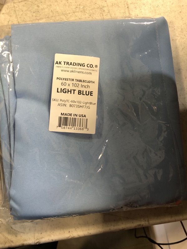 Photo 2 of AK-Trading 60 x 102-Inch Rectangular Polyester Tablecloth - Light Blue 102" X 60" Light Blue