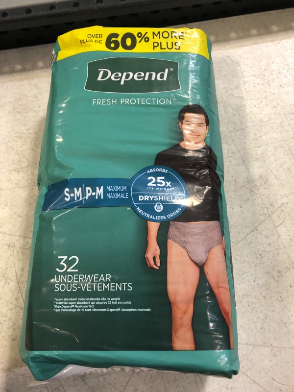 Photo 2 of Depend for Men Underwear, Small/Medium, 32 pcs 