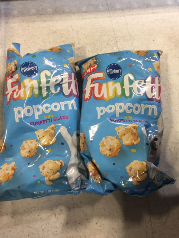 Photo 2 of 2 PACK--Funfetti Popcorn with Funfetti Glaze, Snack Bag, 7 oz- BEST BY- 12/29/2023
