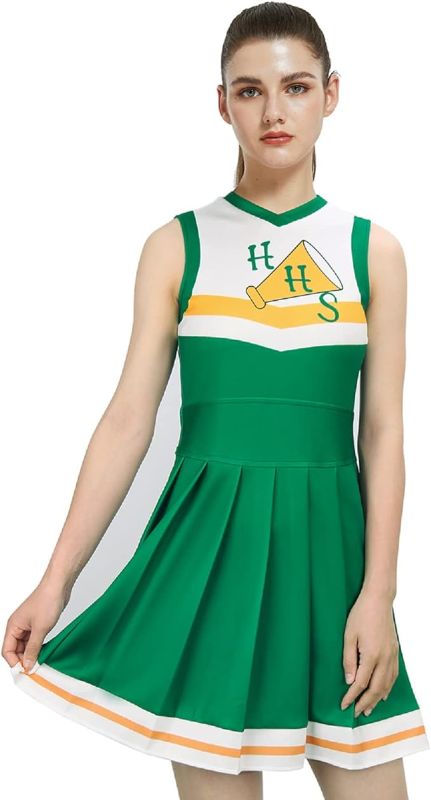 Photo 1 of Cheerleader Uniform for Adult Eleven Outfits Costume Green Pleated Dress Halloween Fancy Suits- SIZE S 
