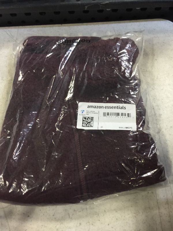Photo 1 of Amazon Essentials Girls and Toddlers' Sherpa Fleece Full-Zip Jacket 3T Burgundy- SIZE 3T 