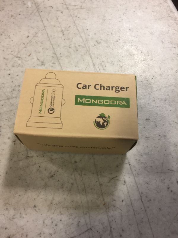 Photo 2 of Mongoora Car Charger Adapter - Metal, Portable, 3.0 Car Chargers with Dual USB Ports and Fast Charging Technology - Compatible with iPhone, iPad, Samsung Galaxy - White Elephant, Stocking Stuffers
