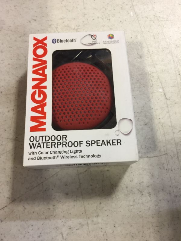 Photo 2 of Magnavox MMA3623-RD Waterproof Bluetooth Speaker with Color Changing Lights in Red
