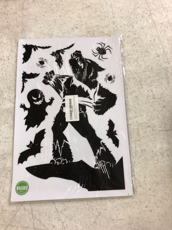 Photo 1 of 9 Sheets Halloween Window Stickers, Giant Halloween Window Clings Scary Halloween Window Decorations Halloween Window Silhouette for Halloween Party Supplies (Black)
