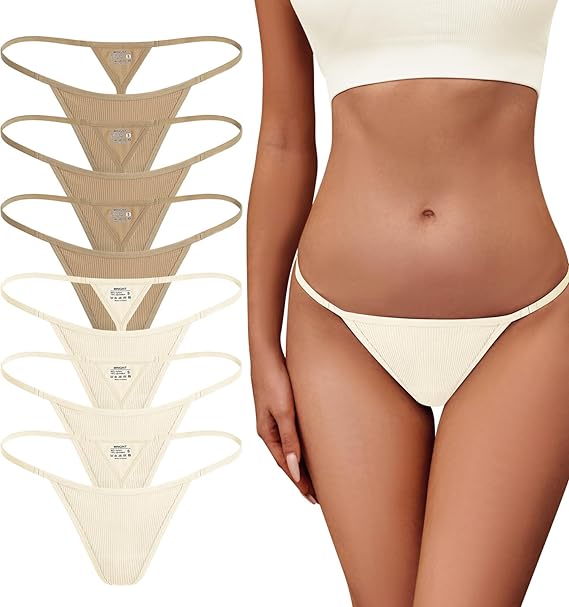 Photo 1 of MRIGNT 6 Pack G-String Thongs for Women Panties Stretch T-back Tangas Low Rise Hipster Sexy Underwear S

