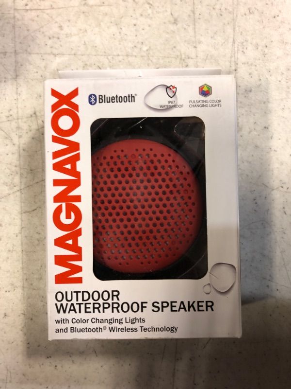 Photo 2 of Magnavox MMA3623-RD Waterproof Bluetooth Speaker with Color Changing Lights in Red
