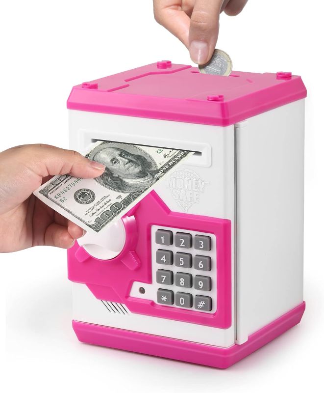 Photo 1 of GINZU Piggy Bank for Boys Girls, Electronic Coin Money Bank with Password Protection, ATM Saving Bank Paper Money Scroll Saving Cash Coin Saving Can Toys Gift Box for Kids Hot Gift Kawaii Cute Stuff
