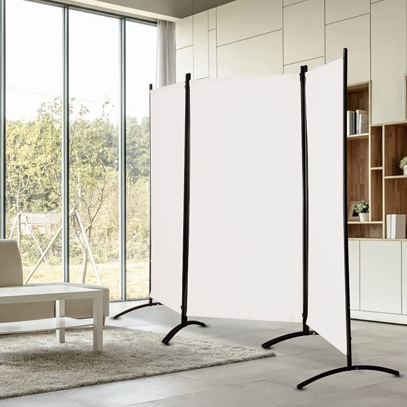 Photo 1 of 3 Large Folding Panel Portable Stand Room dividers Privacy Screen for Bedroom Dining Room Screens Living Room Curtains Partition Home Office Dorm Separation (White)