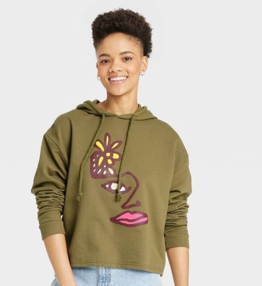 Photo 1 of Pride Adult Blu Face Hoodie - Olive Green size XXL 

