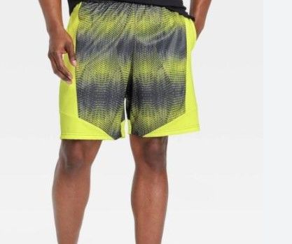 Photo 1 of All in Motion Above Knee Moisture Wicking Men's Basketball Shorts,  Lime Green size: large 
