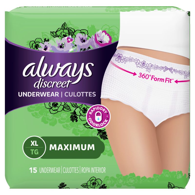 Photo 1 of Always Discreet Incontinence Underwear for Women, Maximum Absorbency XL - 26.0 Ea
