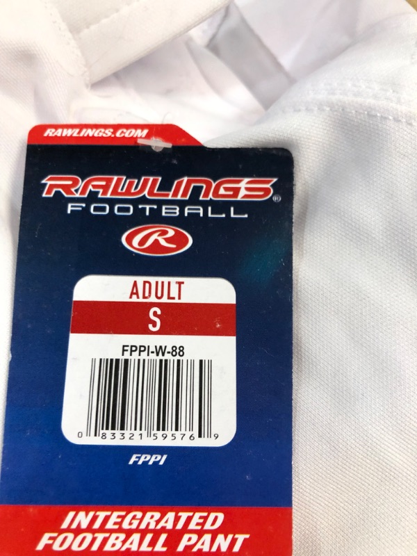 Photo 2 of Rawlings Adult Game/Practice Football Pants, White, Small