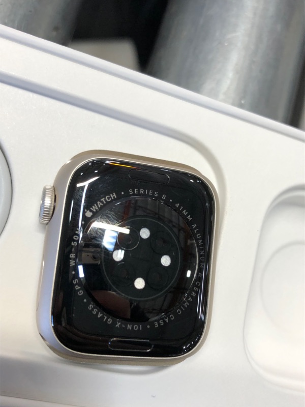 Photo 3 of Apple Watch Series 8 [GPS 41mm] Smart Watch w/ Starlight Aluminum Case with Starlight Sport Band - M/L. Fitness Tracker, Blood Oxygen & ECG Apps, Always-On Retina Display, Water Resistant
