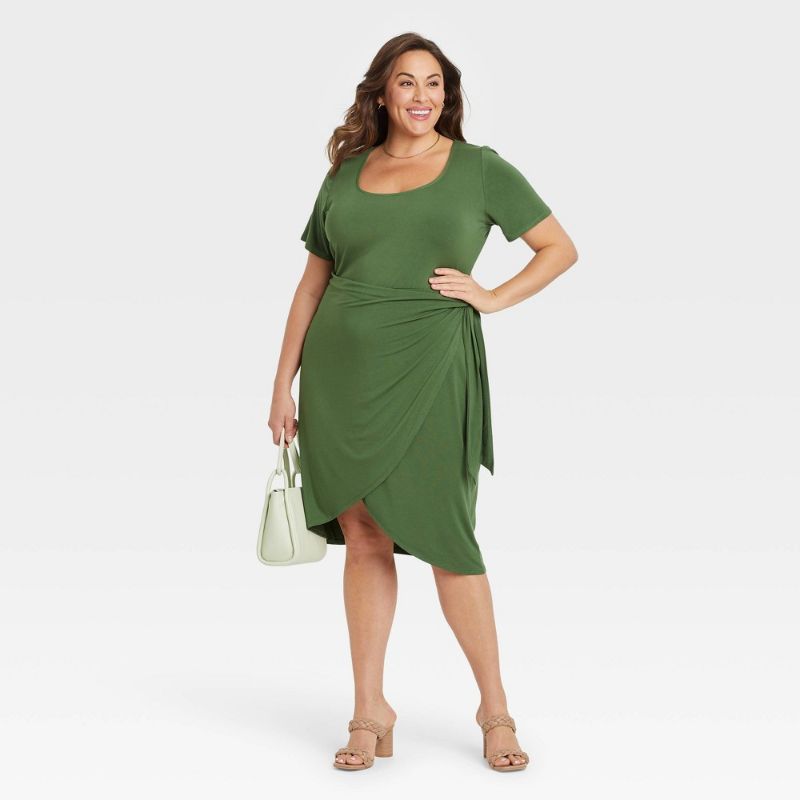 Photo 1 of SIZE 3X Women's Plus Size Short Sleeve Knit Wrap Dress - Ava & Viv™
