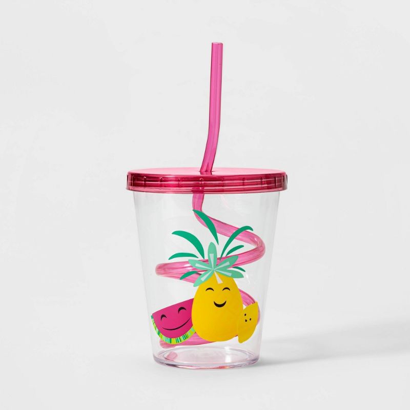 Photo 1 of 14oz Plastic Fruit Family Swirly Straw Tumbler - Sun Squad™
