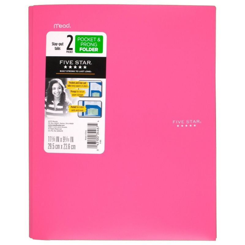 Photo 1 of bundle of 10---Five Star 2 Pocket Plastic Folder with Prongs
