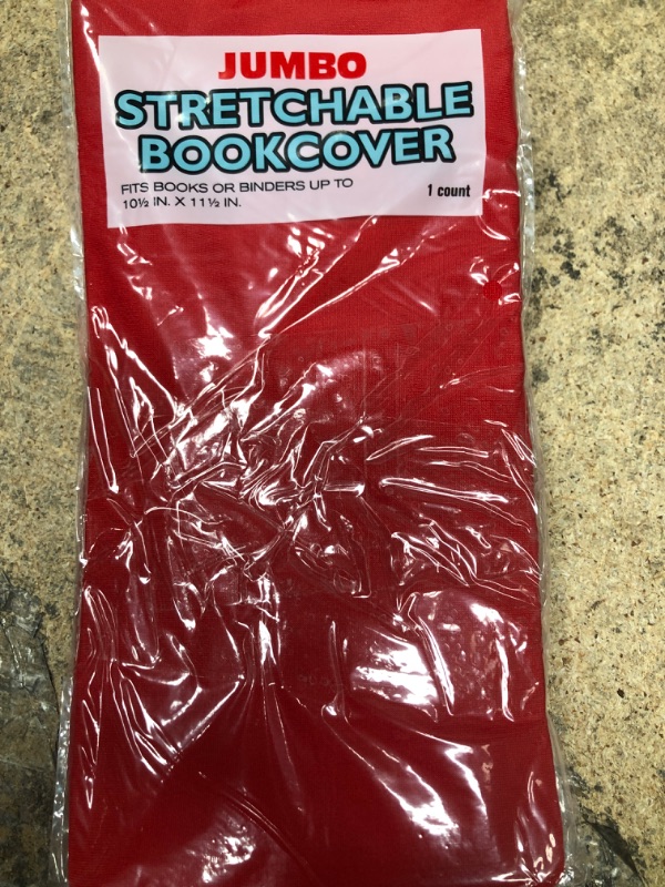 Photo 2 of BUNDLE OF 5---Jumbo Red Stretchable Bookcover Fits Books or Binders up to 10½ in X 11½ in
