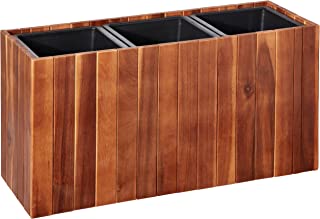 Photo 1 of Amazon Aware Acacia Wood 26-Inch Rectangular Planter Box with Three Inner Plastic Liners, Brown