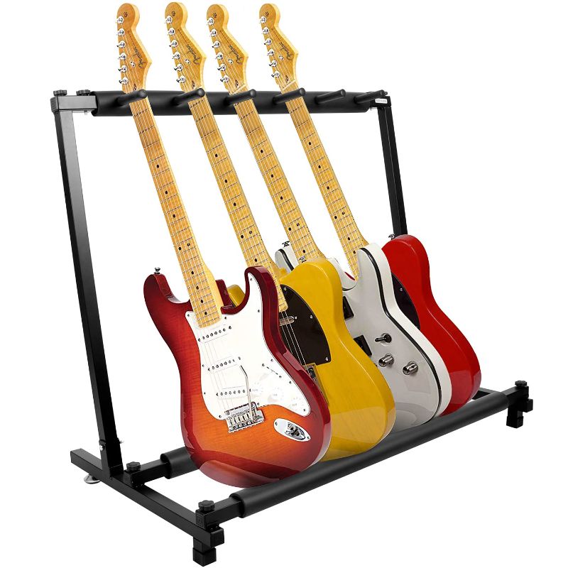 Photo 1 of  5 Holder Guitar Stand,Multi-Guitar Display Rack Folding Stand Band Stage Bass Acoustic Guitar, Black