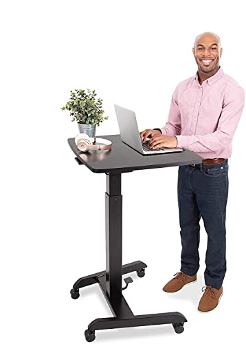 Photo 1 of Stand Steady Multifunctional Mobile Podium | Portable Sit to Stand Lectern with Pneumatic Height Adjustments | Rolling Laptop Stand Perfect for School
