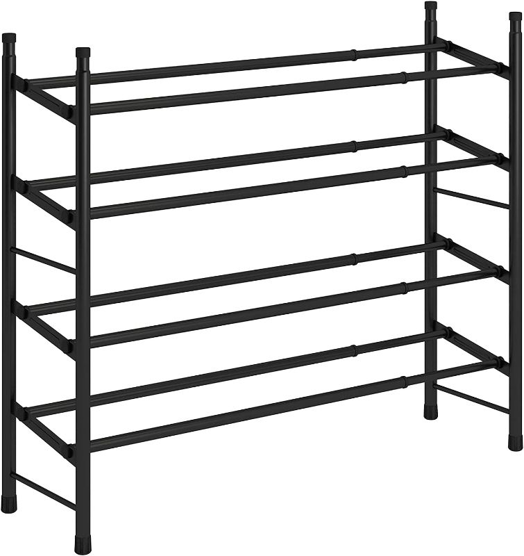 Photo 1 of ***PARTS ONLY*** TZAMLI 4-Tier Free Standing Shoe Rack Metal Iron of Expandable and Adjustable Shoes Organizer, Stackable Shoe Shelf for Entryway Doorway, 24.41" x 8.66" x 25.98" (Black)
